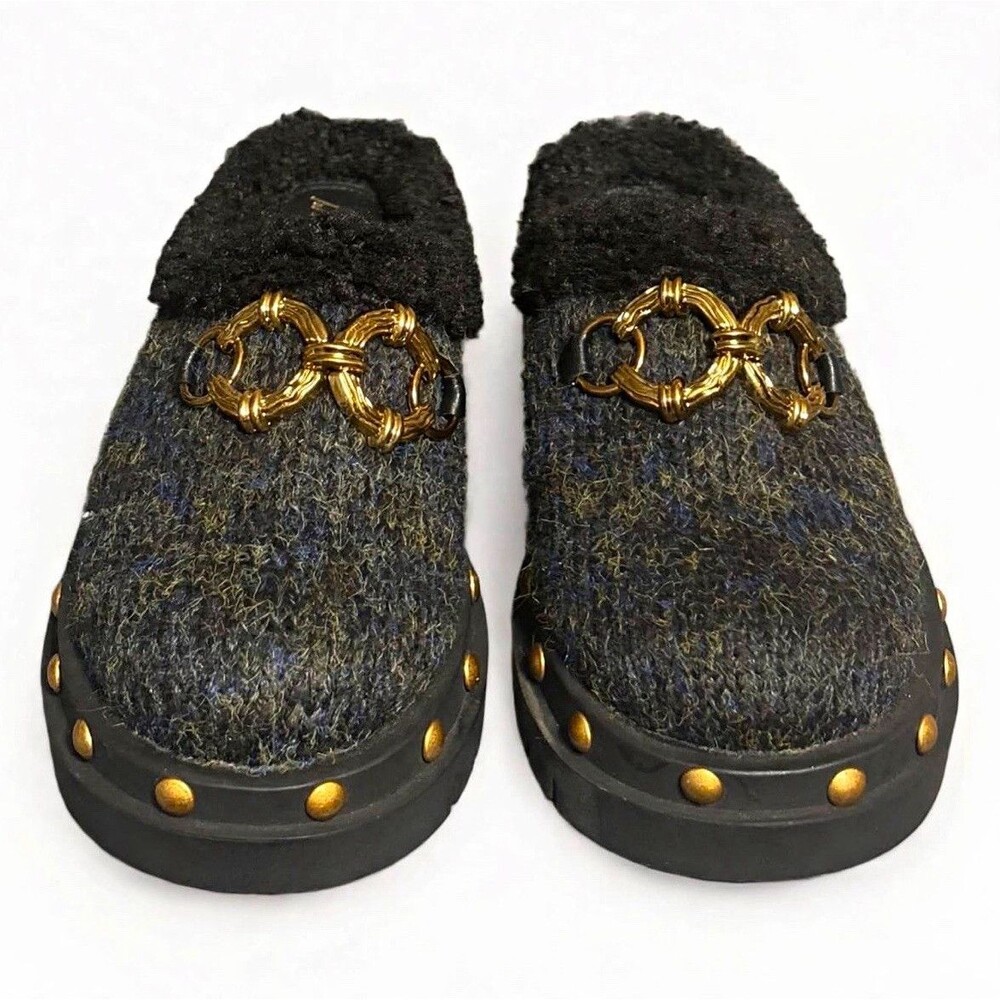 Circus by Sam Edelman Women's Faux Fur Lined Clog Mule Slippers Black/Gray 8.5